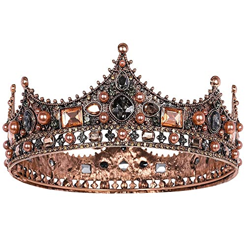 KOKSII Couronnes de Roi pour Hommes - Couronne de Cristal de Strass Vintage Baroque, Couronne de Rois ComplèTe pour Hommes pour la SoiréE de Bal de ThéÂTre Cover