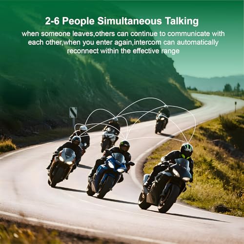 Novamente Q8 Motorcycle Bluetooth Headset, Upgraded Mesh 3.0 Intercom System with Music Sharing and IP67 Waterproof for 6 Riders Group Talking - image 4