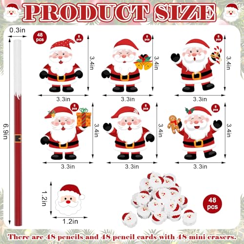 Set de 48 lápices con borradores y tarjetas navideñas miniatura 2