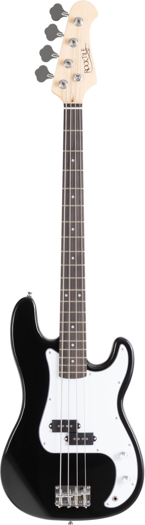 Rocktile Puncher zestaw basów elektrycznych Longscale w stylu Preci-Style z dzielonym odbiornikiem - w zestawie pasek gitarowy, kabel i szkoła basów elektrycznych - czarny