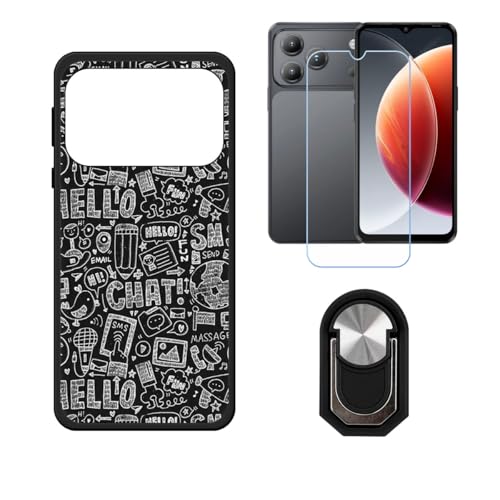 BMPNLSZ �K�pBlackview Wave 7C�p+HD�����K���X�ɓK�����ėpTPU�P�[�X�A�V���J�Q���P�[�X�o���p�[�ی�o�b�N�P�[�X-�ɓK����9�d�x�X�N���C�u�h�~�X�N���[���v���e�N�^(6,56") + ���O���\�Ŕėp�I��360�x��]�\�ȃX�e���g