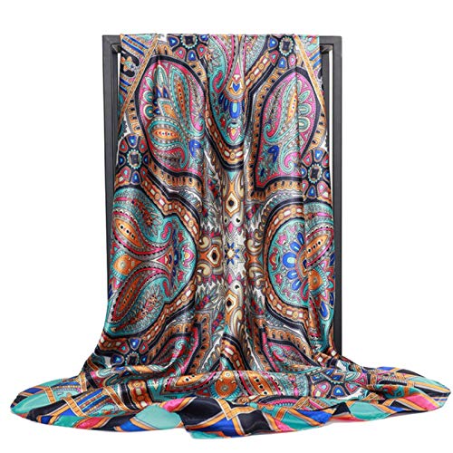 LCUK Foulard en Soie Mode Foulard Satin châle écharpes Grande Taille 90 * 90 cm carré Cheveux/Foulards Femmes Cover