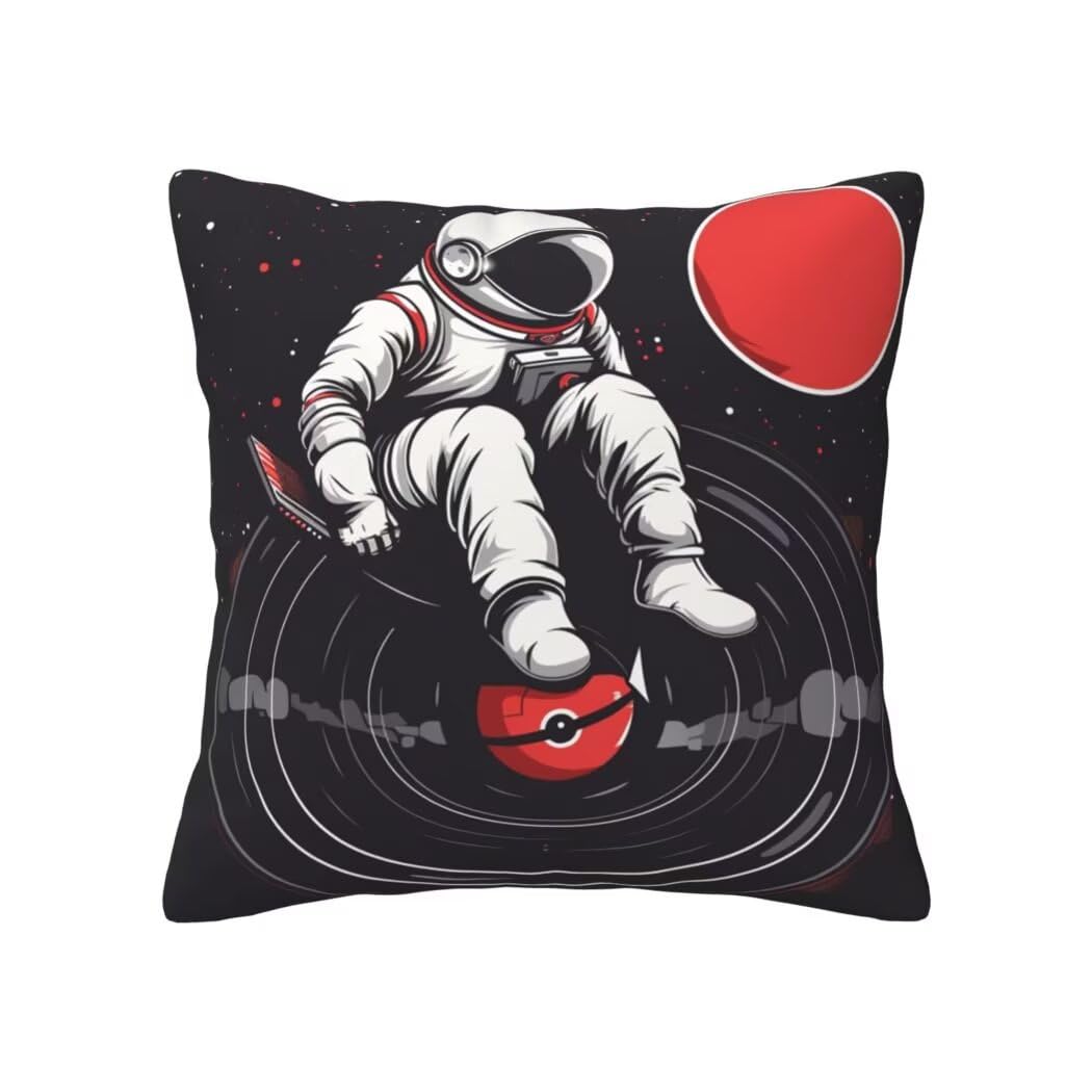 Poszewka na poduszkę 65x65 cm Zestaw 4 czarnych poduszek dekoracyjnych Aksamitna sofa Poszewki na poduszki Mężczyzna Kosmos Kwadratowe poszewki na poduszki Dekoracja domu Salon Sypialnia na Sofę-LI600