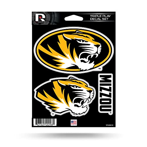 Rico Industries NCAA Missouri Tigers Triple Play Decal Set 5" x 7" (3 Decals)