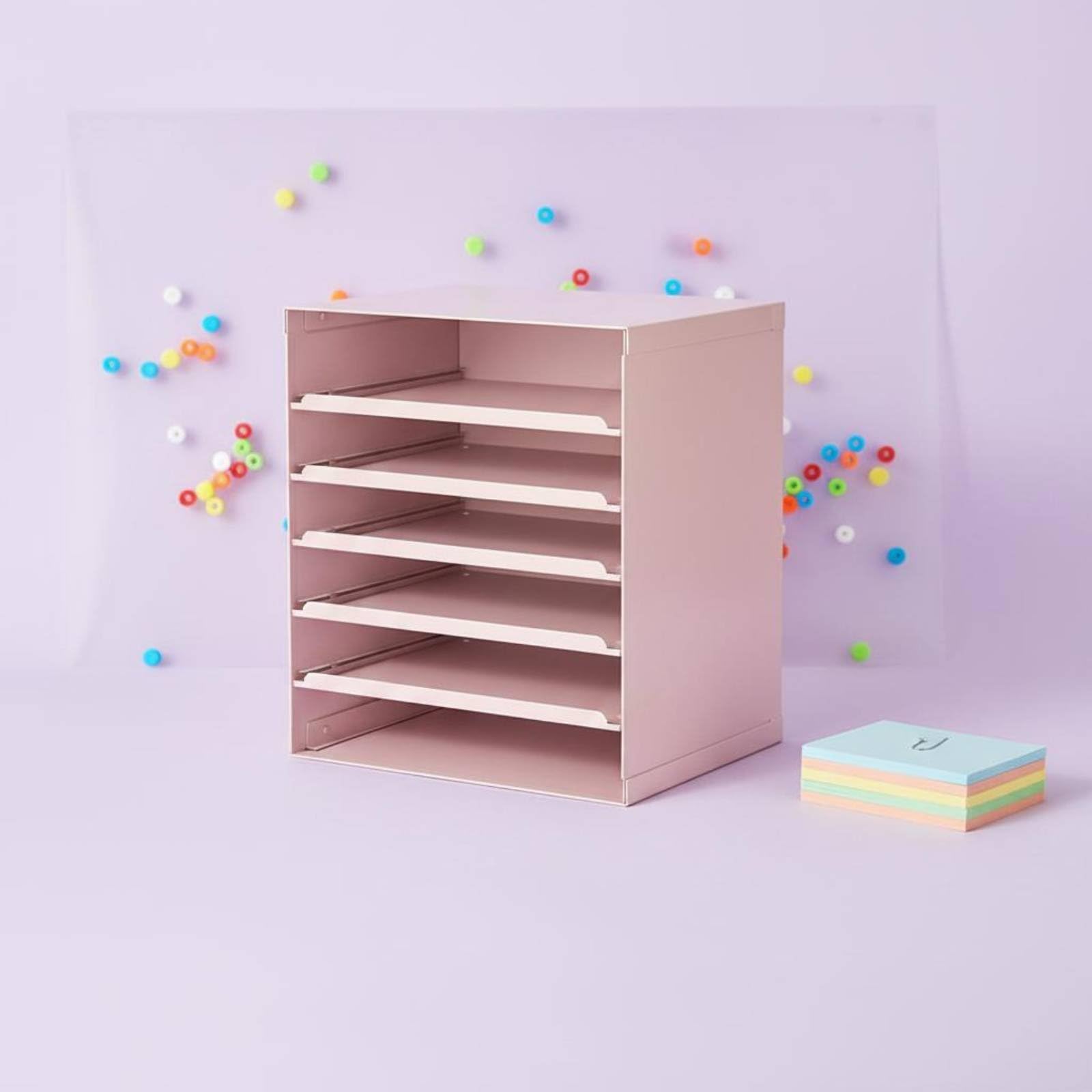 Baoblaze Cassetto Organizer da Scrivania Cassettiera per Cancelleria E Perline Forte E Stabile in Acciaio al Carbonio Adatto per Hobby, Rosa Ciliegio