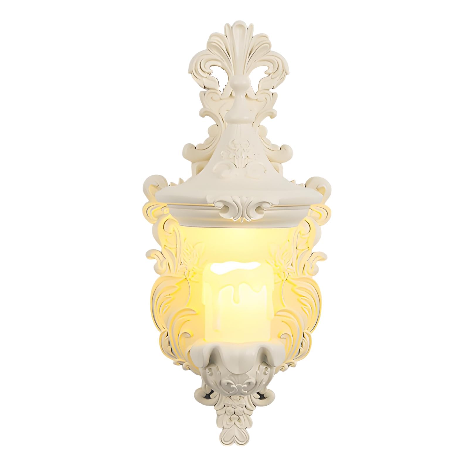 LANTANB French Style Creative Candlesticks Wall Sconce Mid-Century Wall Mount Lamp with Relief Decor Lighting Fixtures for Bedroom Living Room Hallway, E14 Bulb Sockets