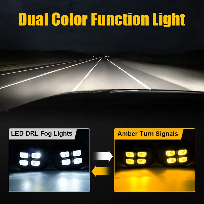 Luces Antiniebla LED Con DRL Y Giros Para Toyota Tacoma 2016-2023 - Color Blanco/Ámbar, Caja Negra