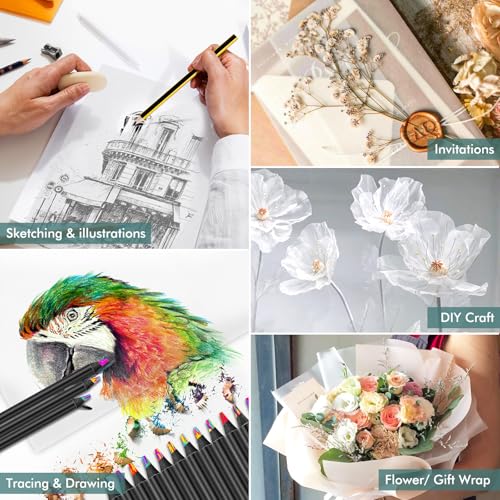 Image of 120 Sheets 8.5 inchx 11 inch Tracing Paper for Drawing Pad Book Sketchbook Coloring Painting, 25 lb /41gsm, Loose Translucent Vellum Paper Trace Tracing Paper for Sketching, Overlaying