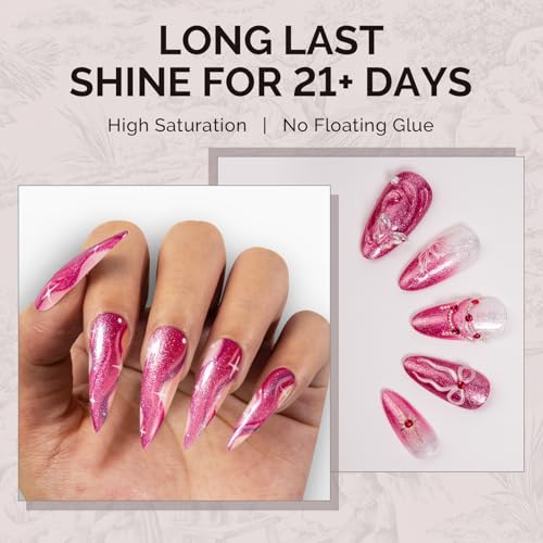Image of MelodySusie Pink Glitter Gel Nail Polish,0.5fl oz Nails Soak Off UV LED Strawberry Pink Shimmer Gel Polish Gift for Women Nail Art Manicure Salon DIY Nail Design Decoration at Home-1749
