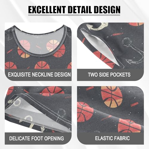 ALAZA Anchor Basketballs Pajama Set Short Sleeve Sleepwear Soft Lounge Nightwear4