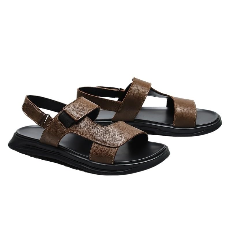 Outerwear Men's Sandals Sandals Sports and Casual Leather Beach Shoes Khaki Slippers(40 Code)3