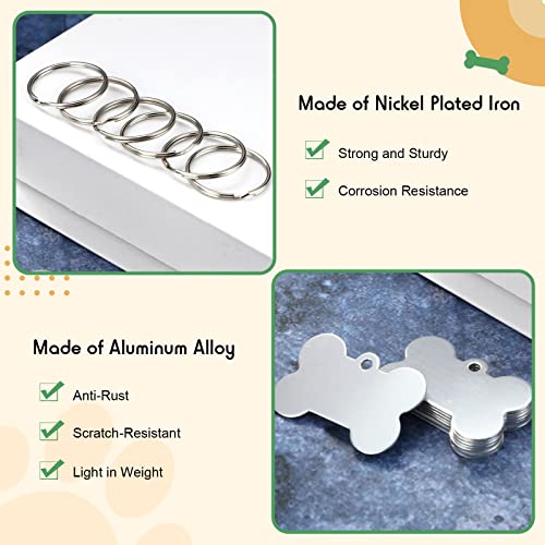 200 Pack Dog Tags Bone Shape Small Aluminum Blank Dog Tags For Engraving Personalized Name Phone Number Pet Id Tag Pendants For Dog Cat 100 Pcs Dog Name Tag With 100 Pcs Dog Collar Rings For Tags #TOP2