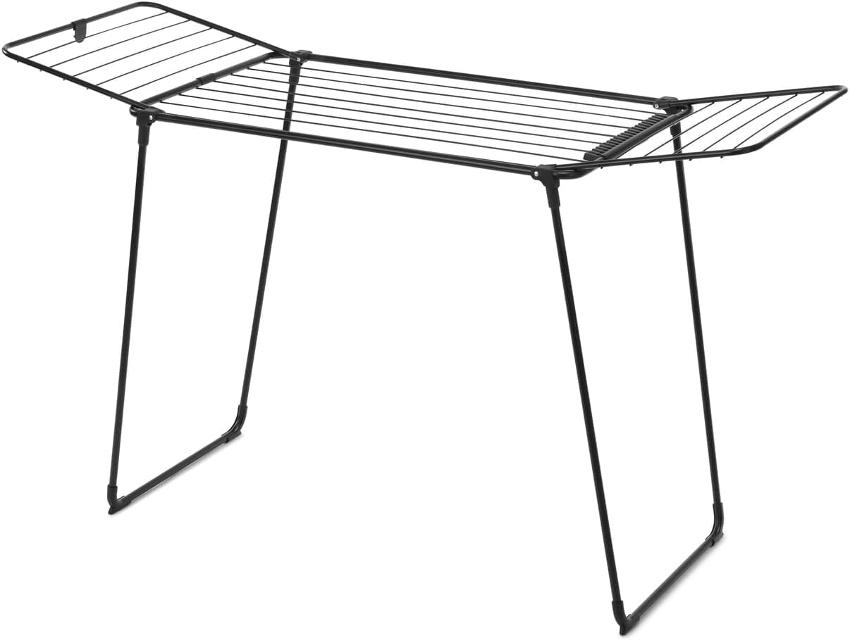Brabantia HangOn Drying Rack, 18 m (Mattschwarz), Standtrockner mit Trockenfläche bis zu Zwei Waschladungen, Wäscheständer platzsparend, zusammenfaltbar, für große und kleine Wäschestöcke