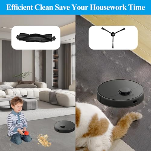 Image of Replacement Parts for Eufy X8 Pro Robot Vacuum Series - Includes 1 Rolling Brush, 2 Side Brushes, 4 Filters, 2 Mop Cloths - Durable and Reusable Accessories for Eufy X8 Pro Robot Vacuum Cleaner