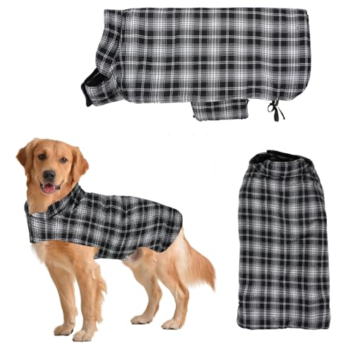 Image of Sage Square Winter Coloured Dog Coat - All-Weather Protection, Windproof, Waterproof Cozy Fleece Lining, Adjustable Straps, Durable Construction, Stylish, Comfortable, Jacket (Black & White, XX-Large)