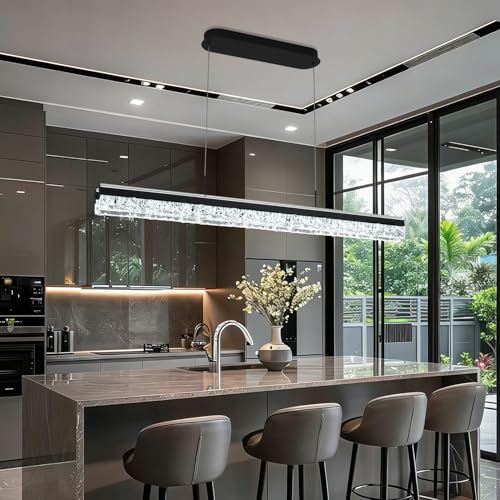 szcflaghip Black Modern Chandelier for Dining Room 47in Led Linear