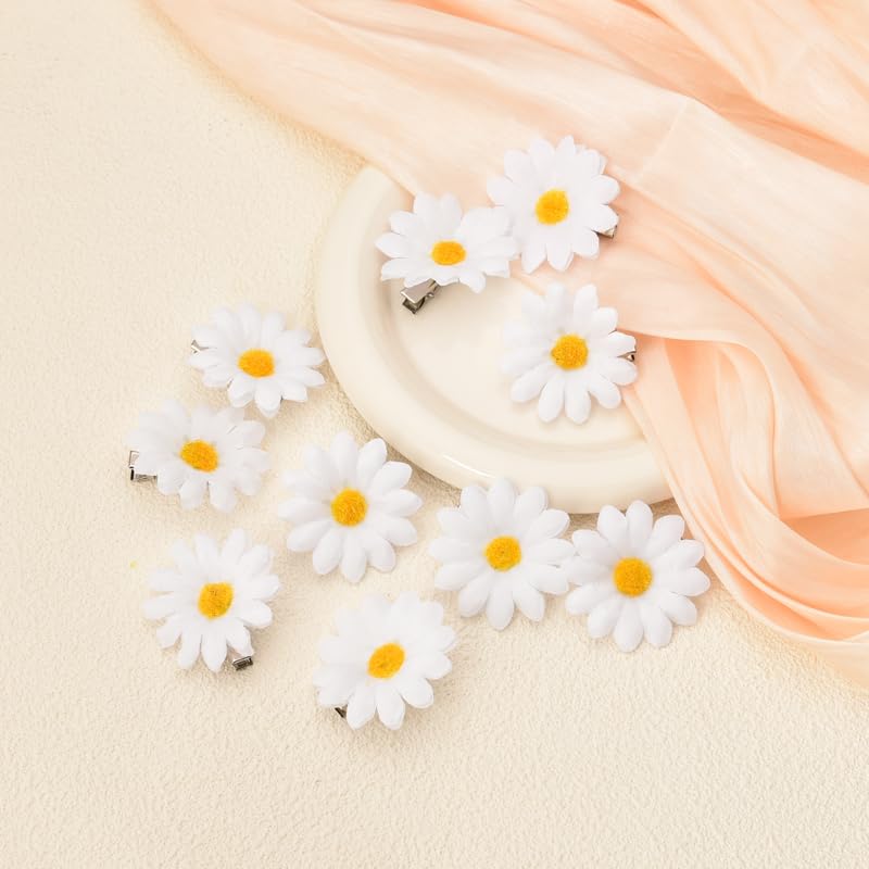 Miniatura 6 de Pinzas para el pelo de girasol de margaritas para mujeres y niñas, pinzas para el pelo de margaritas blancas, pasadores de pelo de girasol,