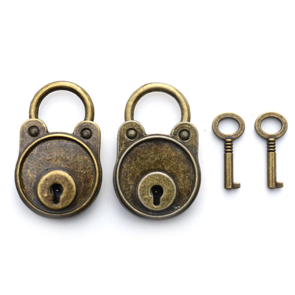 Rersduyt Retro Padlock Old-Fashioned Lock Notebook Luggage Antique Padlock with Key Suitcase Lock Decorative Lock