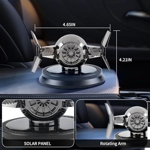 Image of Car Air Freshener, Solar Energy Rotating Aromatherapy Al Alloy Diffuser,Long-Lasting Fragrance，Interior Decoration Accessories Diffuser for Car and Home（Black）