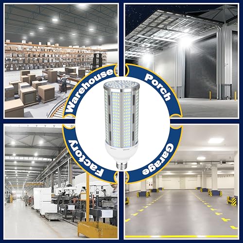 Image of 100W LED Corn Bulb, 12500LM Super Bright 5000K Daylight White, E26 /E39 Large Mogul Base, 400W Metal Halide MH HID HPS Replacement, LED Corn Lamp for Garage Warehouse Workshop Barn Factory
