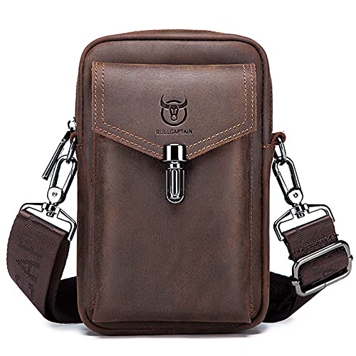 yeacher Carteira masculina de couro bolsa de viagem mensageiro celular bolsa cruzada