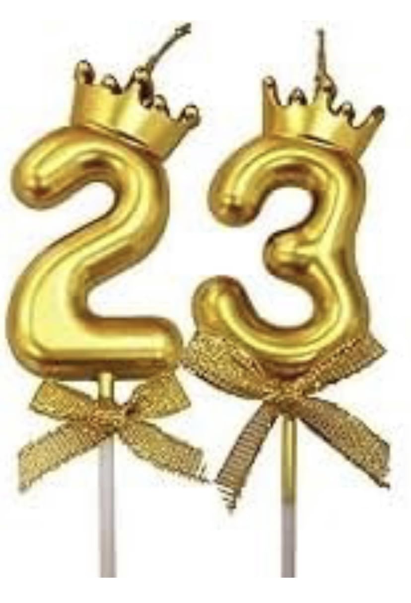 Shree ji Enterprises 23 Number Happy Birthday Candle/Birthday Cake Candle/Happy Birthday Candle for Birthday Theme/Happy Birthday Candles for Cake (Golden Crown)-image-38