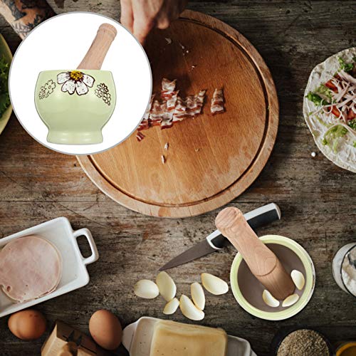 Hemoton – Tigela de cerâmica para moer alho pequena de porcelana para argamassa e pilão de cerâmica