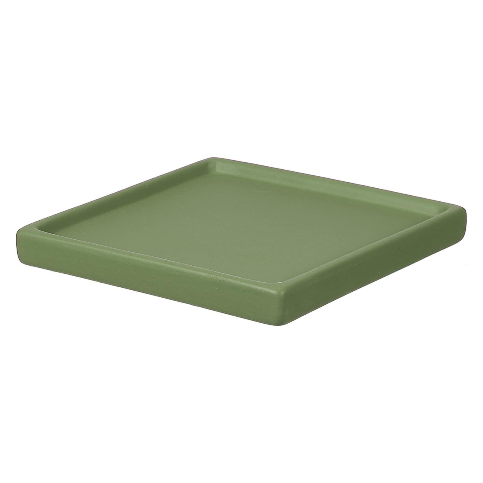 YELARXI 4.3 Inch Ceramic Plant Saucers, Square Flower Planter Water Trays Ceramic Plant Saucer Pot Tray -Fitting for (Outdoor/Indoors/Garden/Planting/Water/Flower/Coffee) Forest Green — image 1
