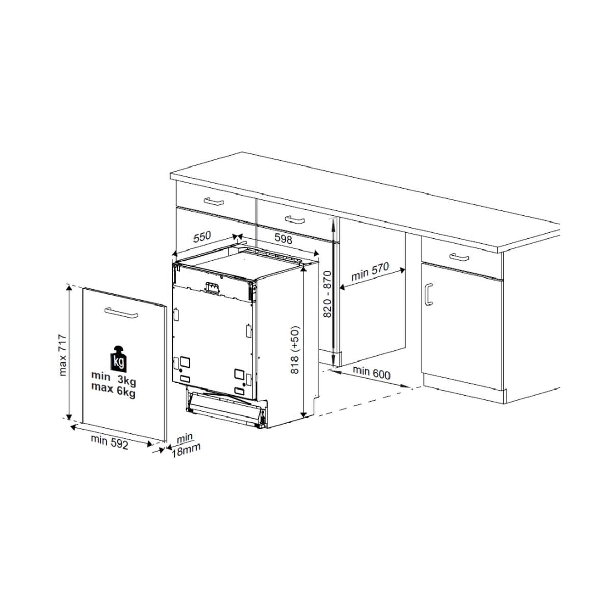 Lave-vaisselle 60cm 13 Couverts 47dB Tout Intégrable PDIN25311