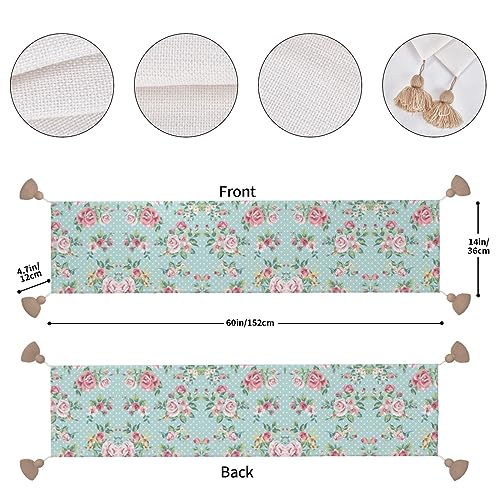 Chemin de table de Noël anti-plis de 152 cm avec pompons pour fêtes - 5