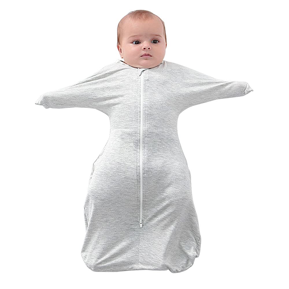 ZIGJOYBaby Wearable Blanket with 2-Way Zipper Easy to Use 95% Bamboo Fiber Soft and Skin-Friendly Sleep Bag with Sleeves Swaddle Transition Sleep Bag Sack Clothes for 6-9 Months Baby