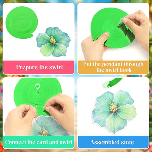 Image of Hawaiian Birthday Party Decorations Hibiscus Flower Birthday Banner and Hanging Swirls for Luau Tropical Aloha Summer Beach Party Decoration Supplies