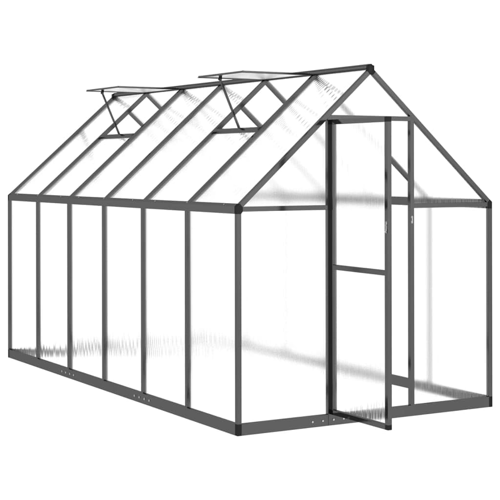 Telaio Serra con Base Antracite 334x169x195 cm in Alluminio,Serra da Giardino e Orto in Policarbonato con Tetto Regolabile e Porta,Telaio in Alluminio
