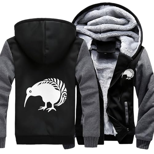 New Zealand Kiwi Fern Fleece Hoodie for Men Hooded Sweatshirt Full-zip Hoodies3