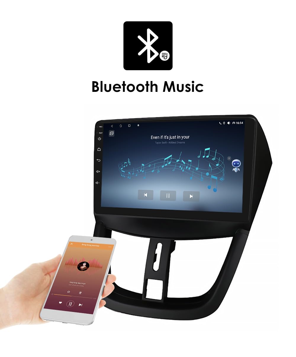 Ossuret Autoradio pour Peugeot 207 207CC (2006-2015), 9 Pouces Android 13 écran Tactile 2+32 Go Navigation GPS avec Carplay Android Auto WiFi Bluetooth USB Commande au Volant