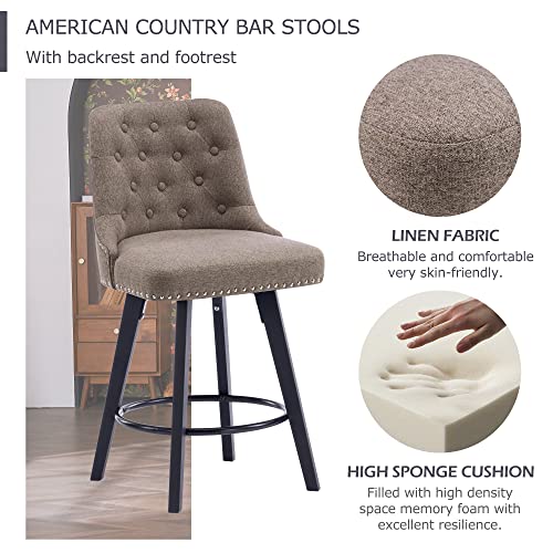 Modern-Swivel-Bar-Stools-Set-of-2-Upholstered-Counter-Stools-with-Tufted-High-Back-and-Wood-Legs-Kitchen-Stools-Rivet-Trim-for-HomeRestaurant-Light-Brown Modern Swivel Bar Stools Set of 2 Upholstered Counter Stools with Tufted High Back and Wood Legs Kitchen Stools Rivet Trim for HomeRestaurant Light Brown