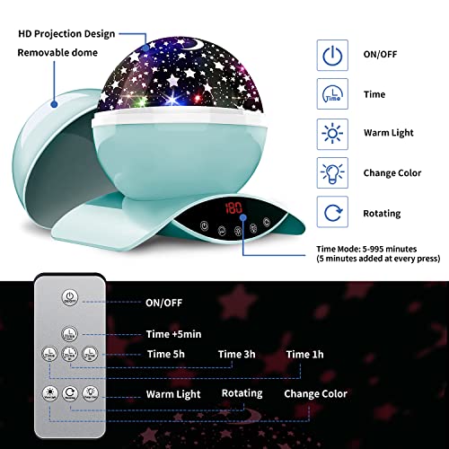 Ysd Night Lighting Lamp, Modern Star Rotating Projection, Romantic Star Projector Lamp For Kids, Usb Rechargeable & Remote Control, Gifts For Kids,Bedroom(Green) #TOP1