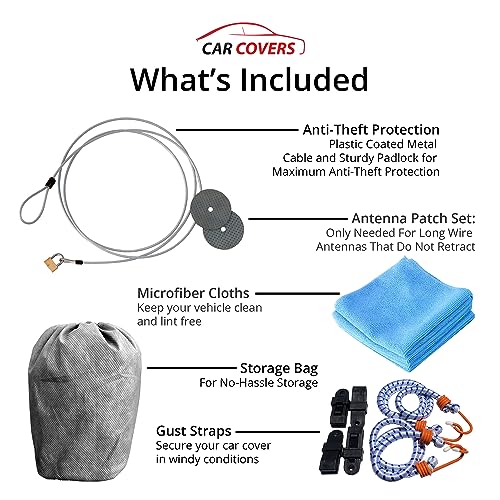 Image of Weatherproof Max Car Cover & Warranty Compatible with Chevrolet 1994-1996 Impala - Outdoor Cover Theft Cable Lock Car Accessories Better Than Waterproof