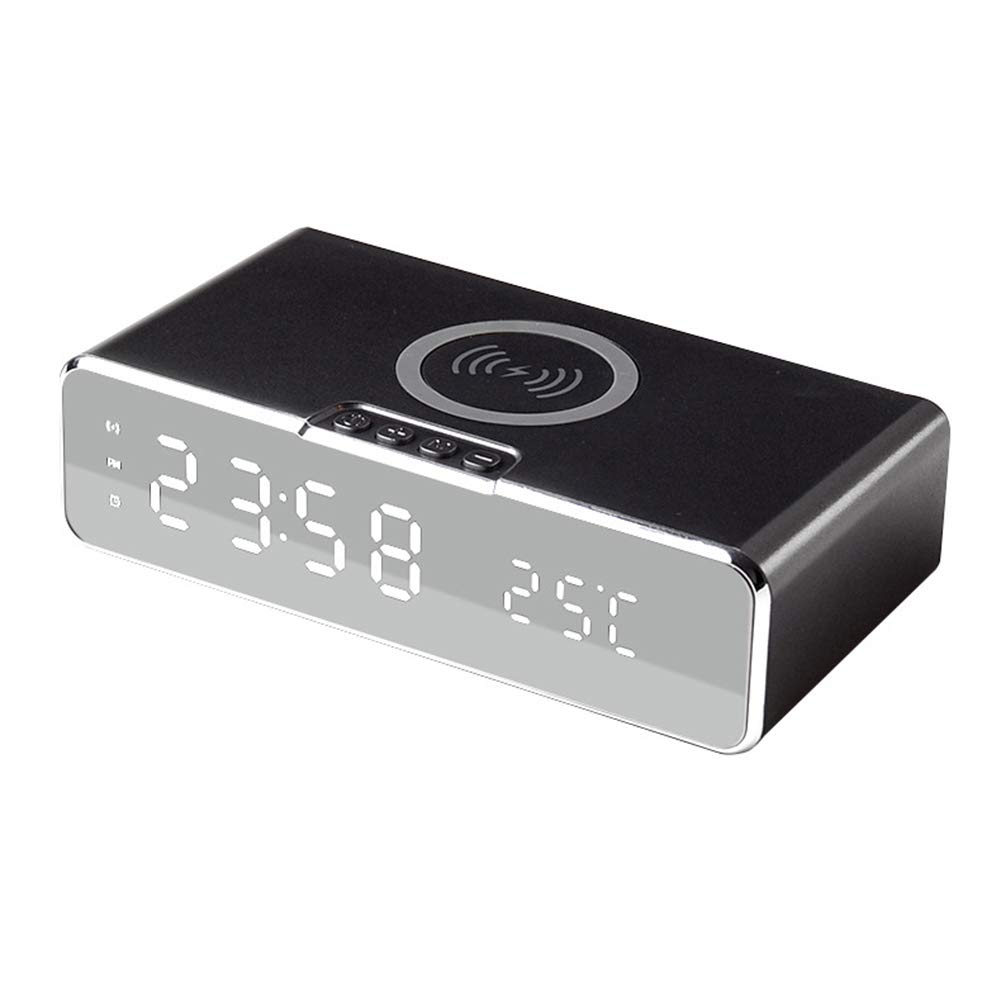 Ernzi Women's Light/White Bedside Wireless Charging Radio Alarm Clock With Dimmable Led Display Alarm Clock With Usb Charger
