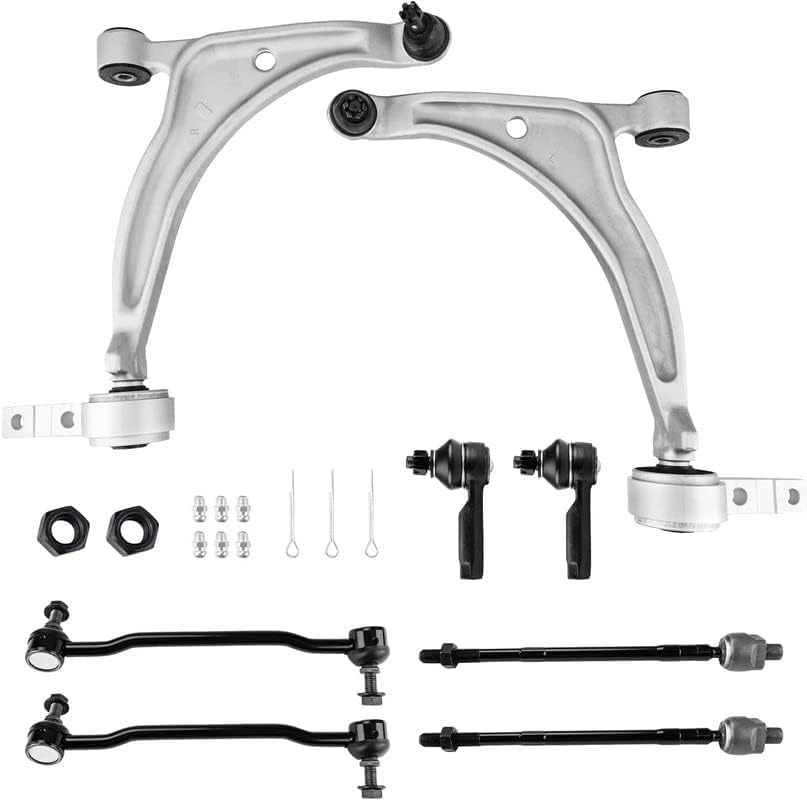 Front Lower Control Arm Kit Compatible with 2002-2006 Altima 2004-2008 Maxima -w/Ball Joints Tie rods Replace K620166 K620167 K90352 K90353 EV427 ES3438