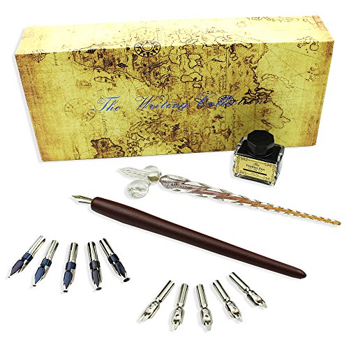 Featty Calligraphy Pen Set - 15-Piece Kit - Glass Pen - 11 Nib & 1 Ink Set #TOP3