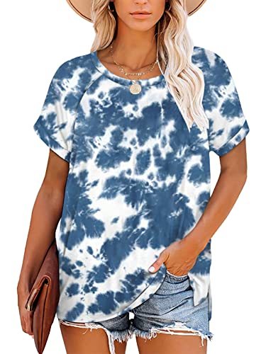 Women T Shirt Ladies Summer Short Sleeve Cozy Tops Trendy Tie Dye 09 S #TOP2