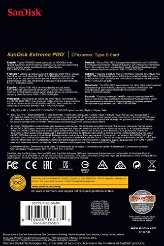 SanDisk Extreme PRO Cfexpress Card Type B, 512GB, Up To 1700MB/S, for RAW 4K Video