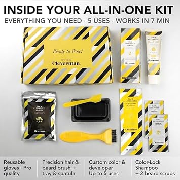Cleverman 2 Pack Reusable Hair & Beard Dye for Men Medium Blond + 1 Free Sensitive Face & Beard Scrub