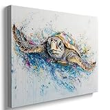 Ypxzzj Framed Modern Sea Turtle Canvas Wall Art for Bathroom,Nautical Ocean Sea Turtle Pictures for Wall Decor,Sea Turtle Canvas Painting Print Artworks For Living Room Bedroom (12'X16')