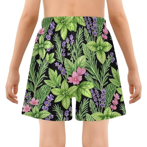 Short de bain garçon 4T Yuiboo imprimé menthe sauvage sauvage et lavande