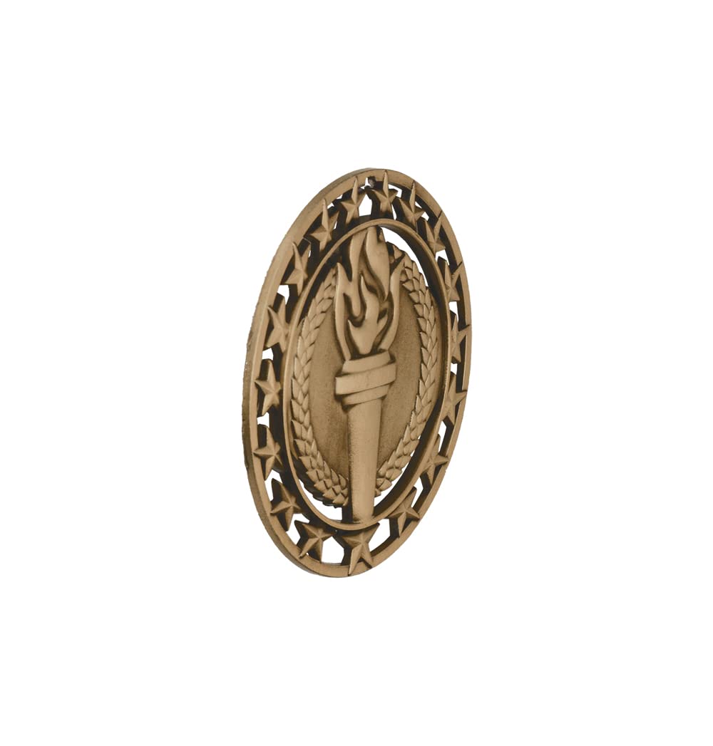 Hodges Badge Company Victory Torch Złote srebrne lub brązowe medale z czerwoną białą i niebieską wstążką na szyję - wykonane z metalu - sprzedawane w zestawach po 10 sztuk złotych, srebrnych lub