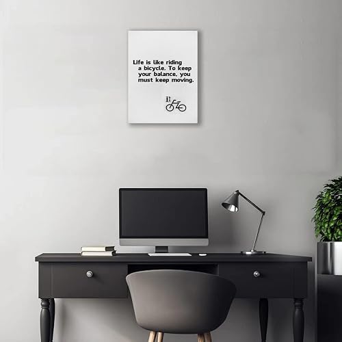Miniatura 2 de Arte de pared inspirador para la decoración de la oficina en el hogar, la vida es como andar en bicicleta, lienzo blanco y negro, póster positivo