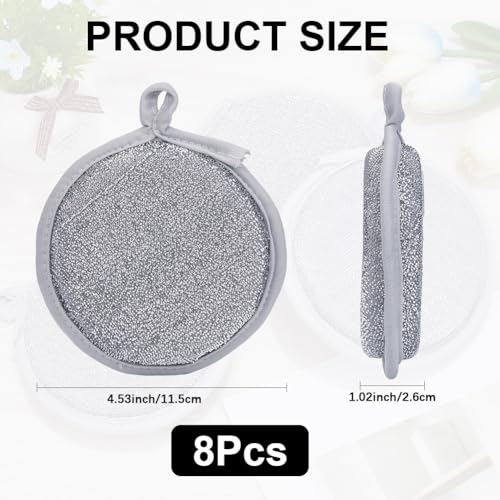 Image of GORGECRAFT 8Pcs 4.5 Inch Wire Dishwashing Rags for Wet and Dry Non Scratch Dishcloth Tableware Multifunctional Cleaning Washing Dish Cloth Reusable Round Scrub Sponges for Kitchen Cookware Dishes