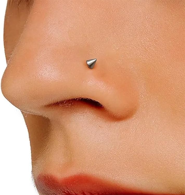 Steel, Black, Gold, Rose Gold, Blue, Rainbow Anodized 3mm Cone Top 18 Gauge 316L Surgical Steel Corkscrew Twist Nose Screw - Tiny Nose Stud - Nose Piercing Body Jewelry